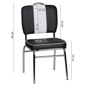 Silla de Confidente FIFTIES en Piel color Negro