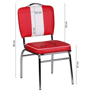 Silla de Confidente FIFTIES en Piel color Rojo