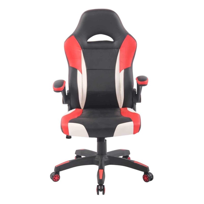 Silla Gaming LEWIS en Piel Negra, Roja y Blanca
