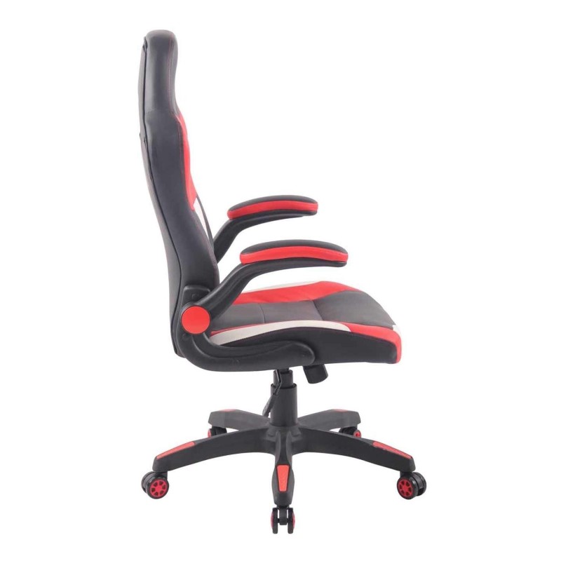 Silla Gaming LEWIS en Piel Negra, Roja y Blanca