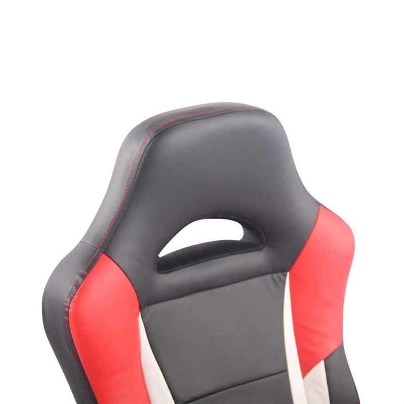 Silla Gaming LEWIS en Piel Negra, Roja y Blanca