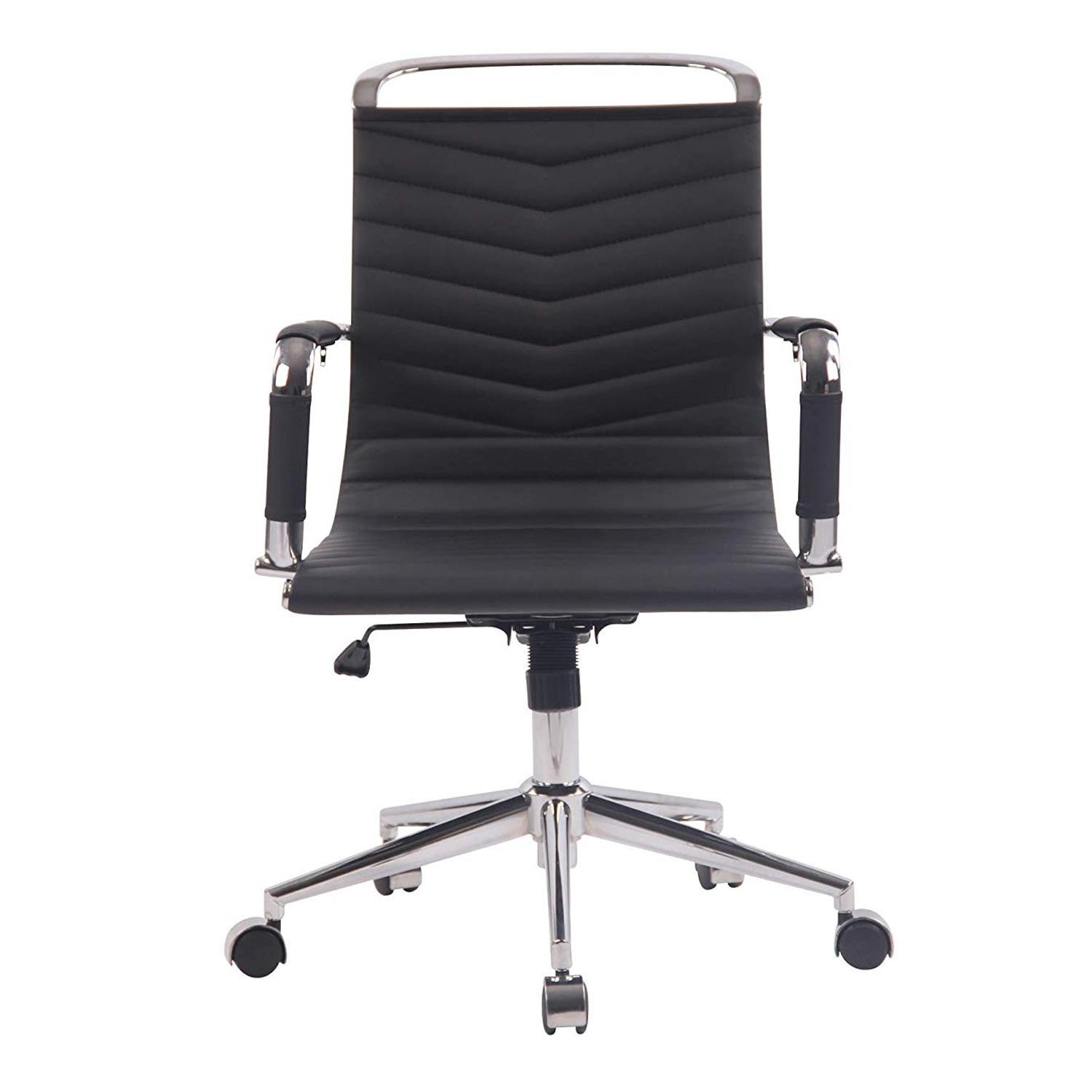 Silla de Oficina SIGRID, Diseño con Elegantes Costuras, en Piel Negra