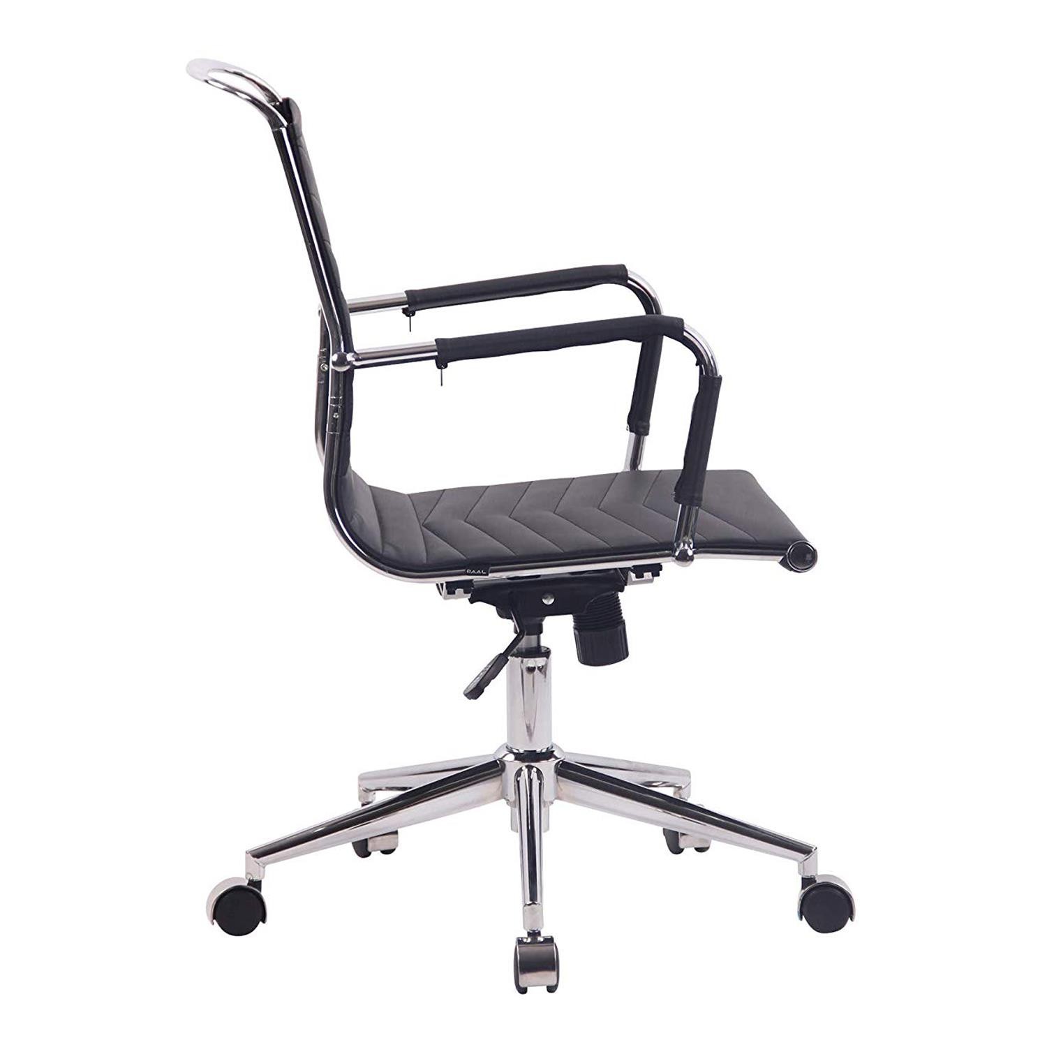 Silla de Oficina SIGRID, Diseño con Elegantes Costuras, en Piel Negra