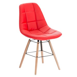 Silla de Confidente TOMMY, Madera Haya y Piel Negra