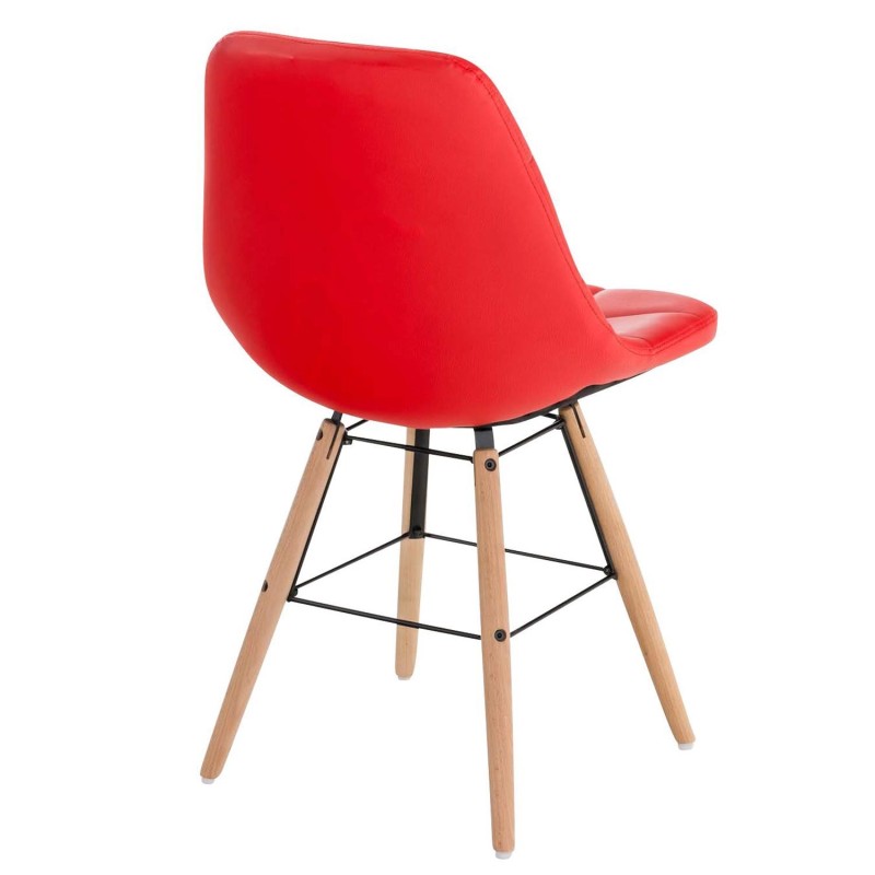 Silla de Confidente TOMMY, Madera Haya y Piel Negra