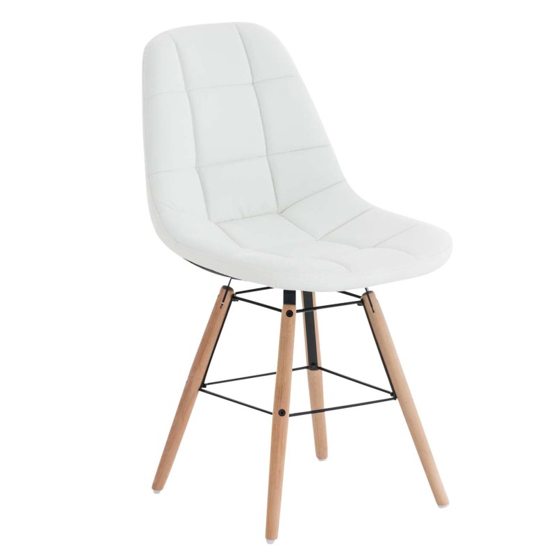 Silla de Confidente TOMMY, Madera Haya y Piel Negra