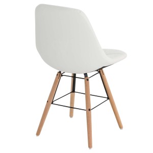 Silla de Confidente TOMMY, Madera Haya y Piel Negra