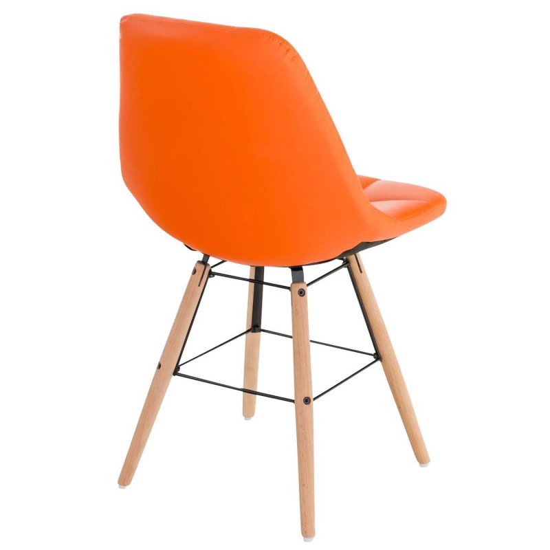 Silla de Confidente TOMMY, Madera Haya y Piel Negra
