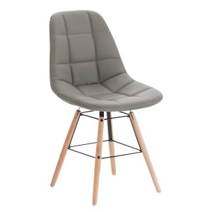 Silla de Confidente TOMMY, Madera Haya y Piel Negra