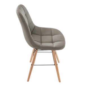 Silla de Confidente TOMMY, Madera Haya y Piel Negra
