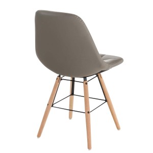 Silla de Confidente TOMMY, Madera Haya y Piel Negra