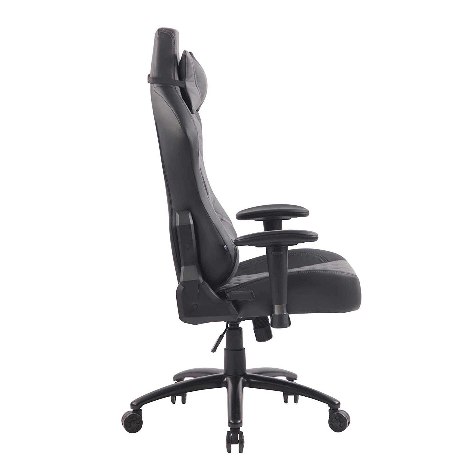 Silla Gaming MAXIM, Respaldo Reclinable, Cojines Lumbar y Cervical, En Piel Negro