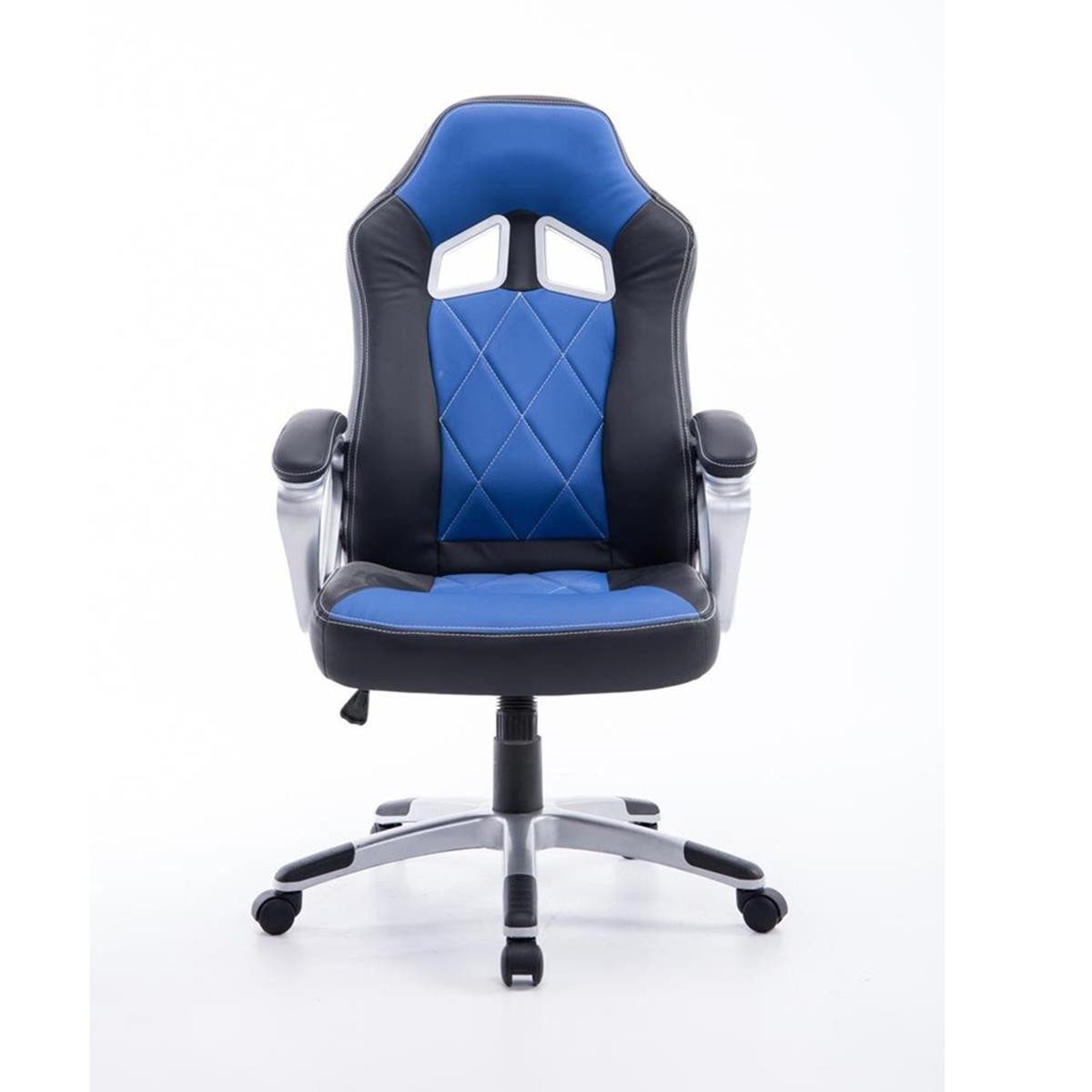 Silla Gaming SAINZ, Diseño Deportivo, Grueso Acolchado, En Piel Negro/Azul