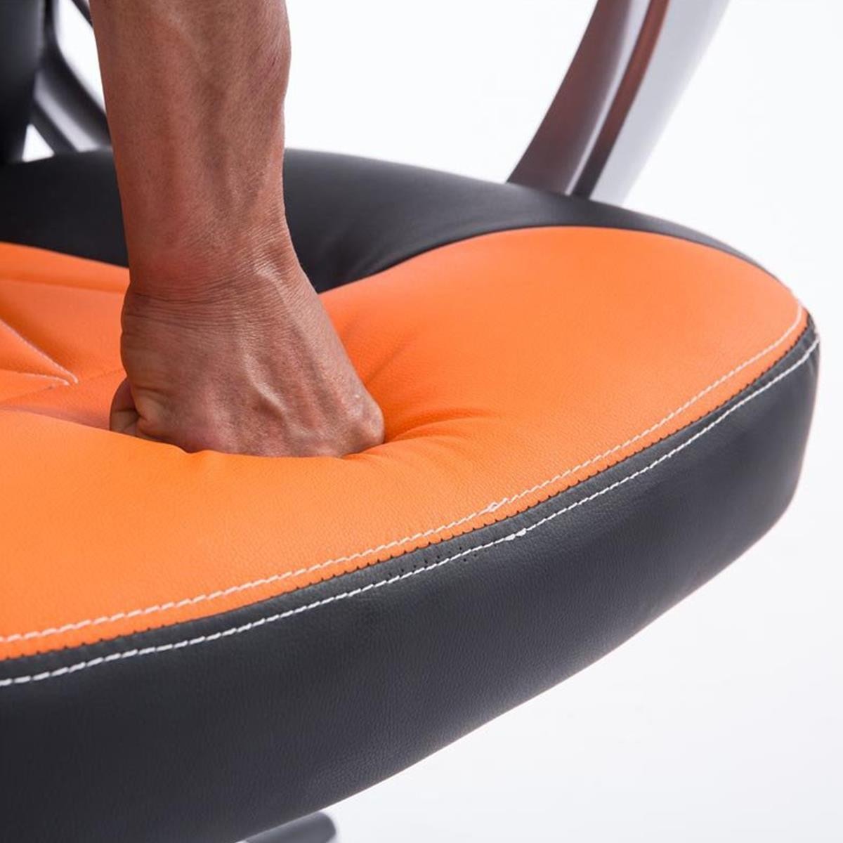 Silla Gaming SAINZ, Diseño Deportivo, Grueso Acolchado, En Piel Negro/Azul