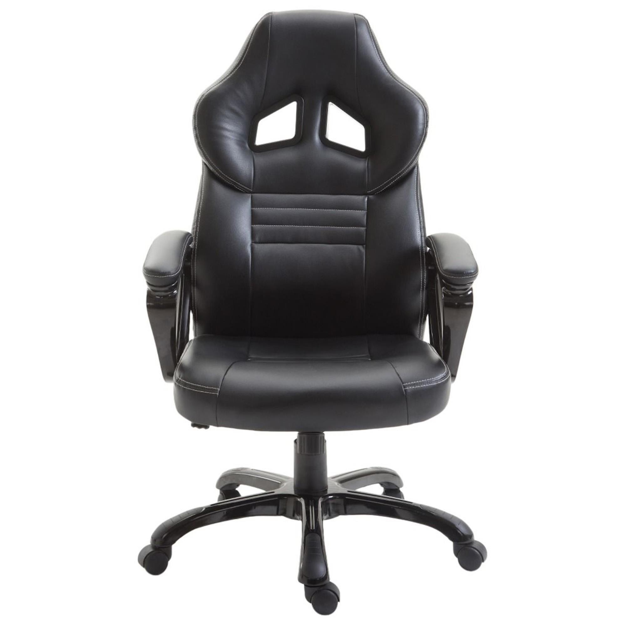 Silla Gaming RAIKONEN, Diseño Deportivo, Grueso Acolchado, en Piel Negra