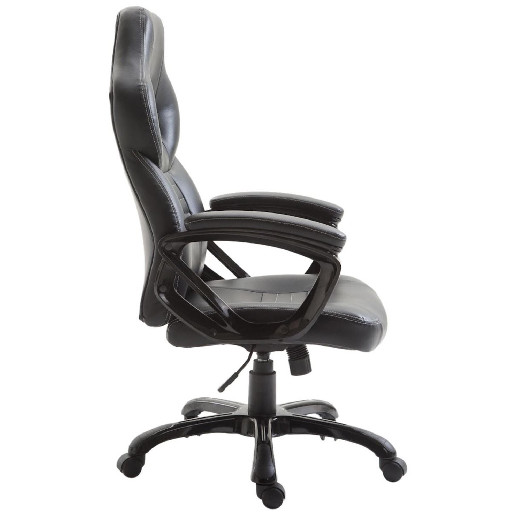 Silla Gaming RAIKONEN, Diseño Deportivo, Grueso Acolchado, en Piel Negra