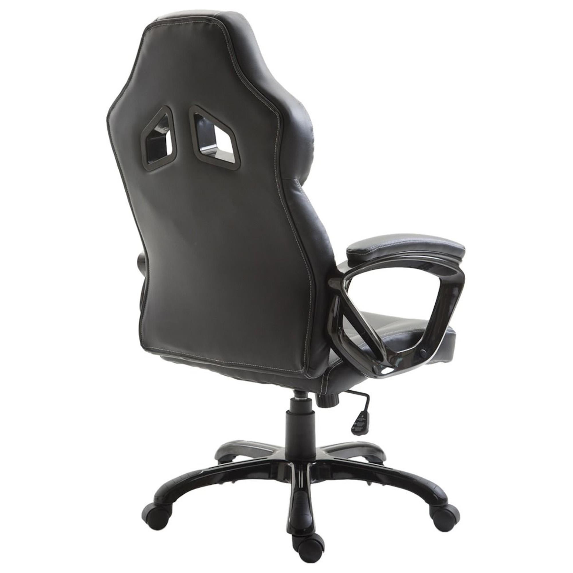 Silla Gaming RAIKONEN, Diseño Deportivo, Grueso Acolchado, en Piel Negra