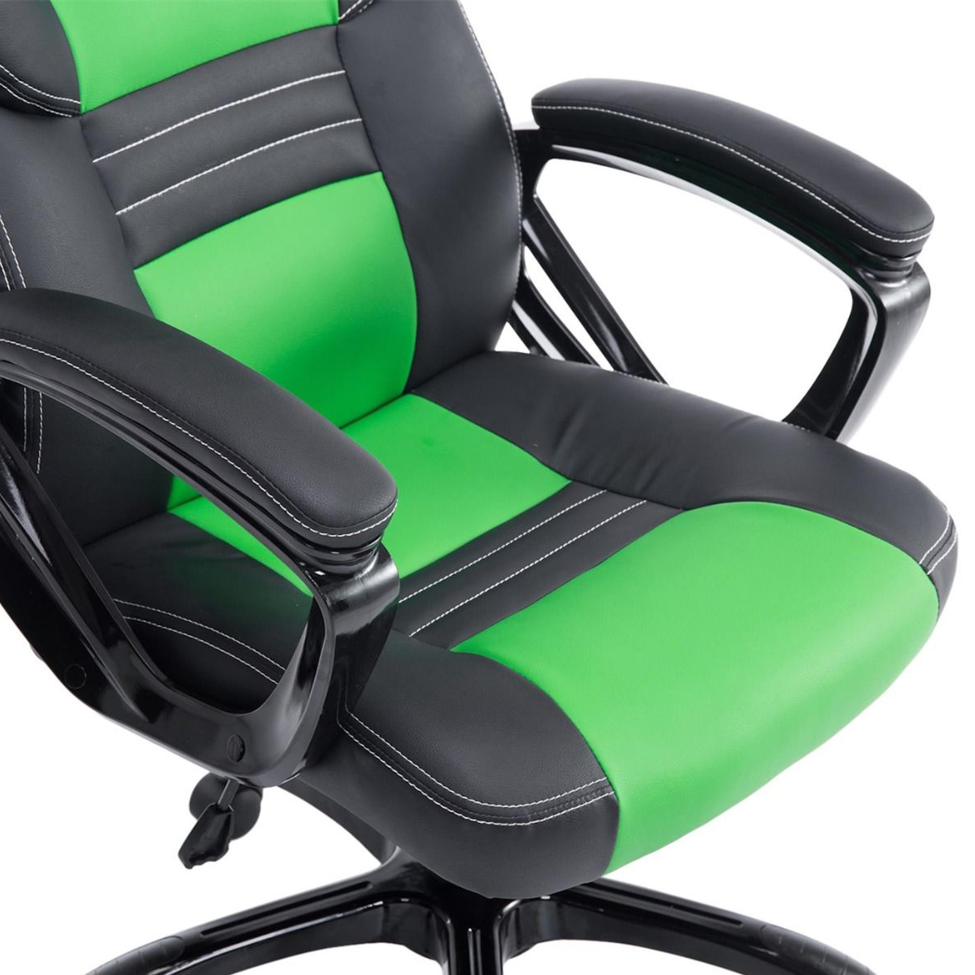 Silla Gaming RAIKONEN, Diseño Deportivo, Grueso Acolchado, en Piel Negra