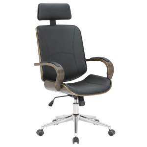 Silla de Oficina JUTTA en Madera color Gris y Piel color Negro