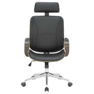 Silla de Oficina JUTTA en Madera color Gris y Piel color Negro 2