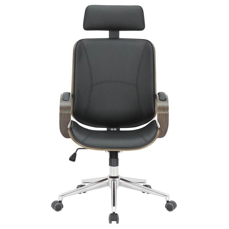 Silla de Oficina JUTTA en Madera color Gris y Piel color Negro