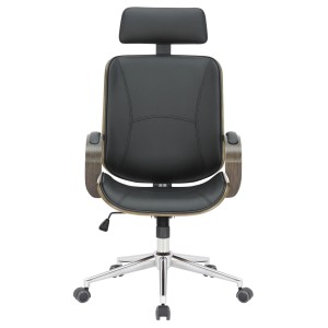 Silla de Oficina JUTTA en Madera color Gris y Piel color Negro