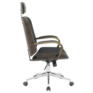 Silla de Oficina JUTTA en Madera color Gris y Piel color Negro