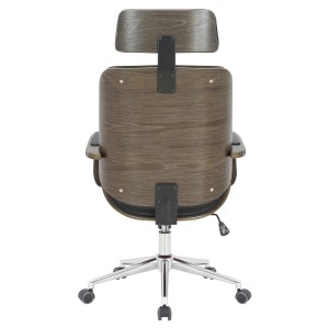 Silla de Oficina JUTTA en Madera color Gris y Piel color Negro