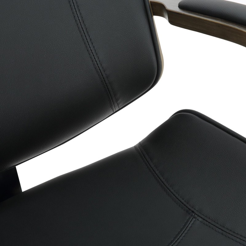 Silla de Oficina JUTTA en Madera color Gris y Piel color Negro