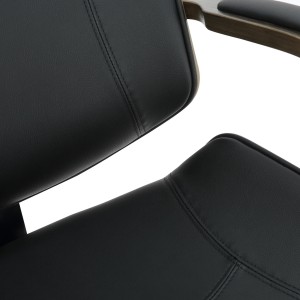 Silla de Oficina JUTTA en Madera color Gris y Piel color Negro