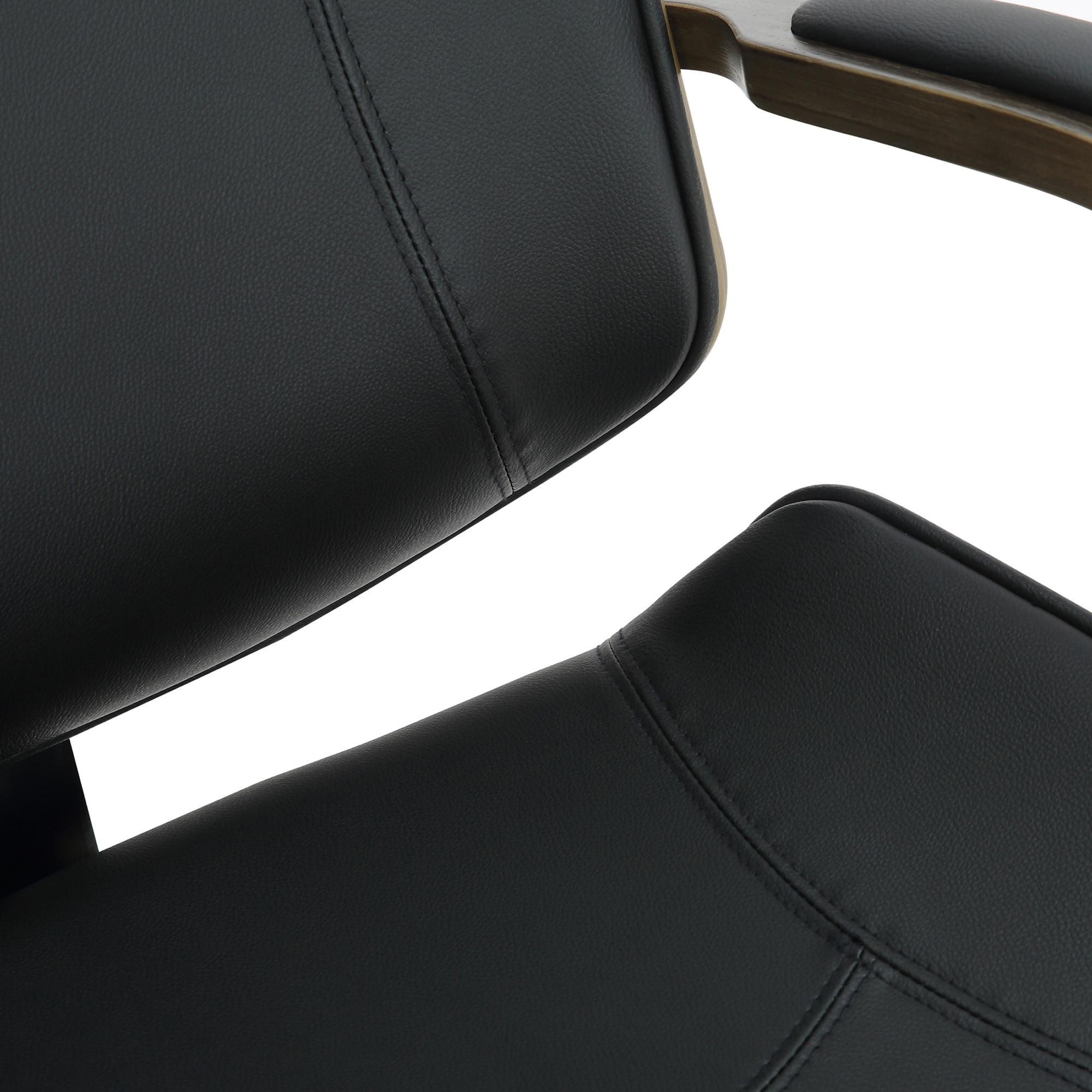 Silla de Oficina JUTTA, Gran Acolchado, Elegante Diseño en Madera Gris y Piel color Negro