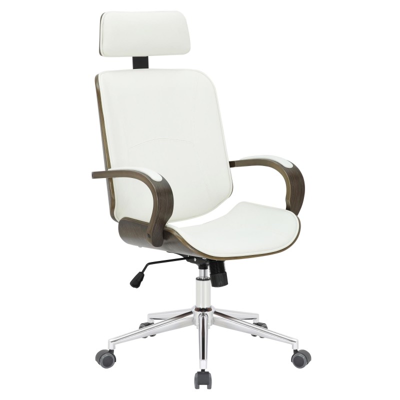 Silla de Oficina JUTTA en Madera color Gris y Piel color Negro