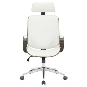 Silla de Oficina JUTTA en Madera color Gris y Piel color Negro