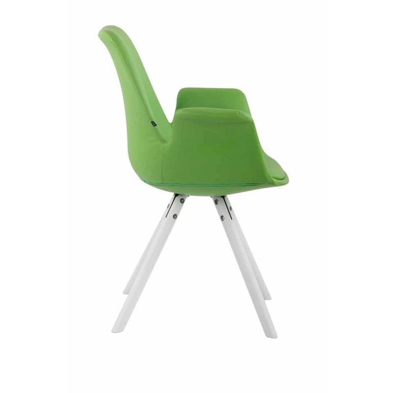 Silla de Confidente LUCY, Patas Blancas, Piel Negra