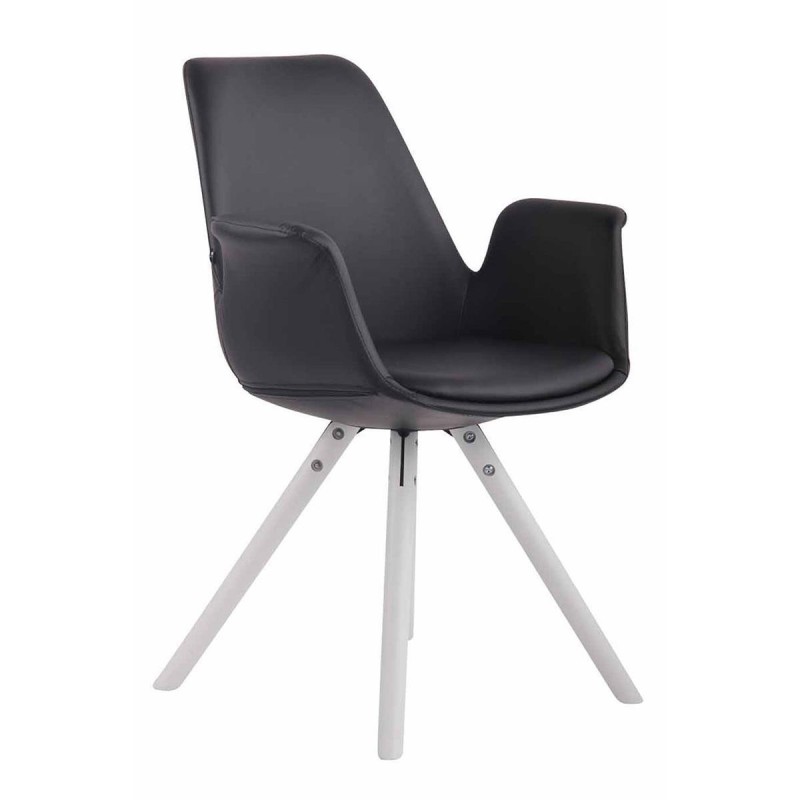 Silla de Confidente LUCY, Patas Blancas, Piel Negra