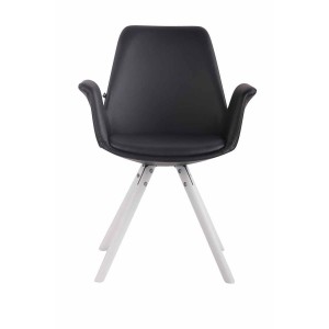 Silla de Confidente LUCY, Patas Blancas, Piel Negra