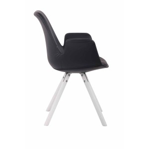 Silla de Confidente LUCY, Patas Blancas, Piel Negra