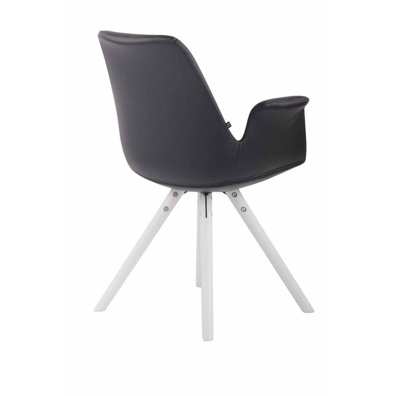 Silla de Confidente LUCY, Patas Blancas, Piel Negra