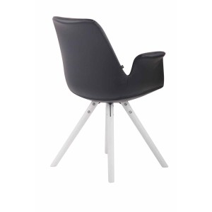 Silla de Confidente LUCY, Patas Blancas, Piel Negra