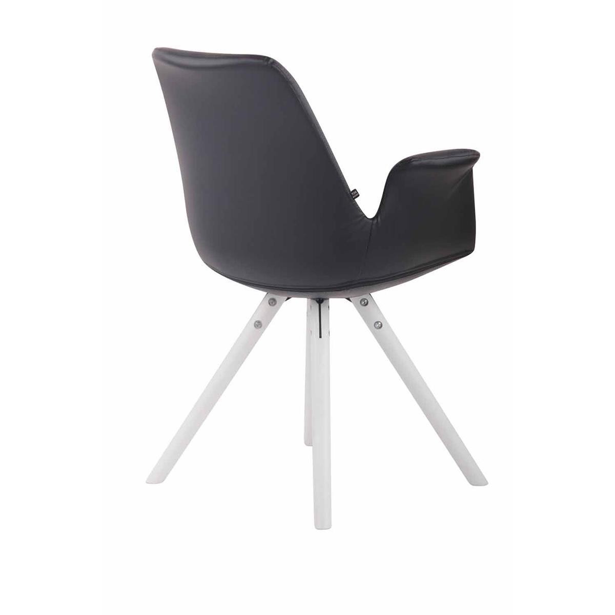 Silla de Confidente LUCY, Reposabrazos Integrados, Patas Blancas, Piel Negra