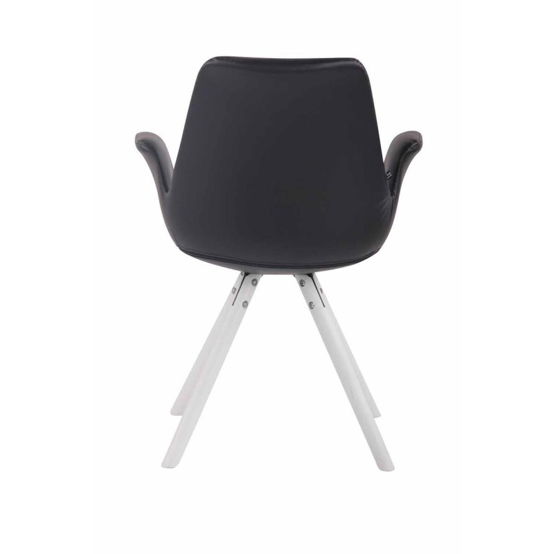 Silla de Confidente LUCY, Patas Blancas, Piel Negra