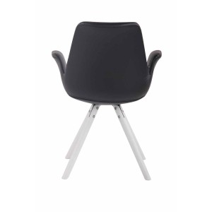 Silla de Confidente LUCY, Patas Blancas, Piel Negra