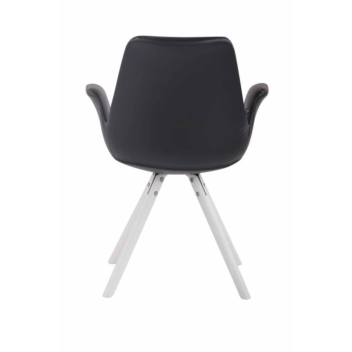 Silla de Confidente LUCY, Reposabrazos Integrados, Patas Blancas, Piel Negra