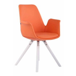 Silla de Confidente LUCY, Patas Blancas, Piel Negra
