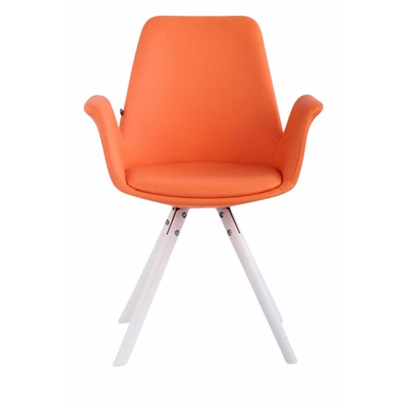 Silla de Confidente LUCY, Patas Blancas, Piel Negra