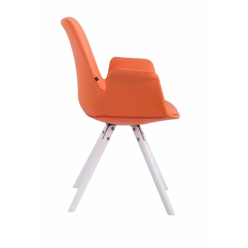 Silla de Confidente LUCY, Patas Blancas, Piel Negra