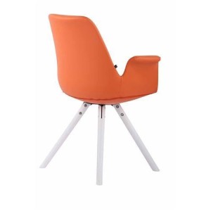Silla de Confidente LUCY, Patas Blancas, Piel Negra