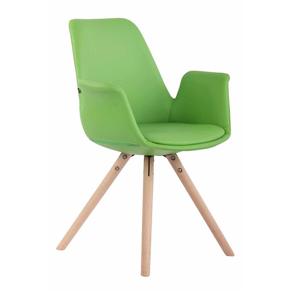 Silla de Confidente LUCY, Reposabrazos Integrados, Patas Claras, Piel Negra