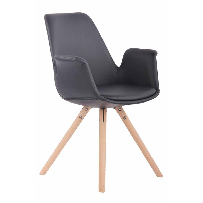 Silla de Confidente LUCY, Patas Claras, Piel Negra