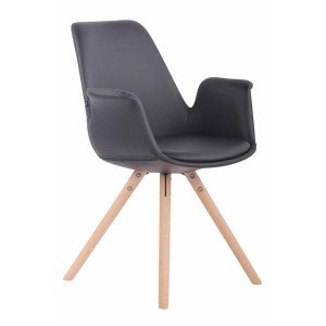 Silla de Confidente LUCY, Patas Claras, Piel Negra